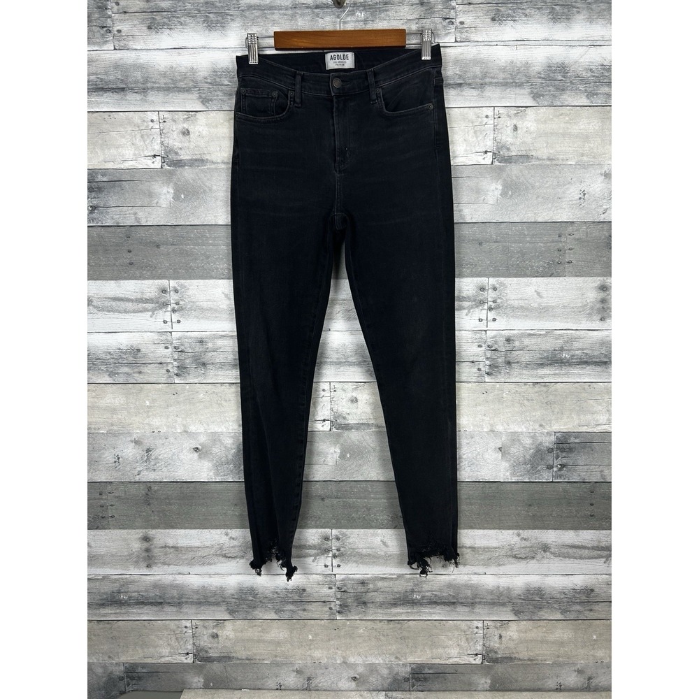 Agolde Women's Black Ankle Jeans 28 Raw Hem